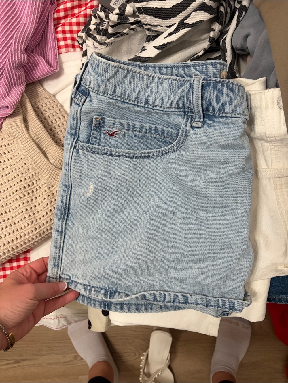 Hollister Light Blue Denim Mini Skirt